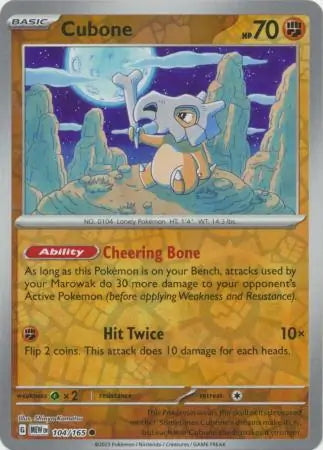 151 Set Cubone #104/165 reverse holo