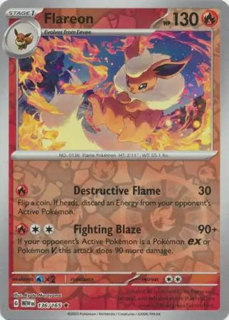151 Set Flareon #136/165 reverse holo