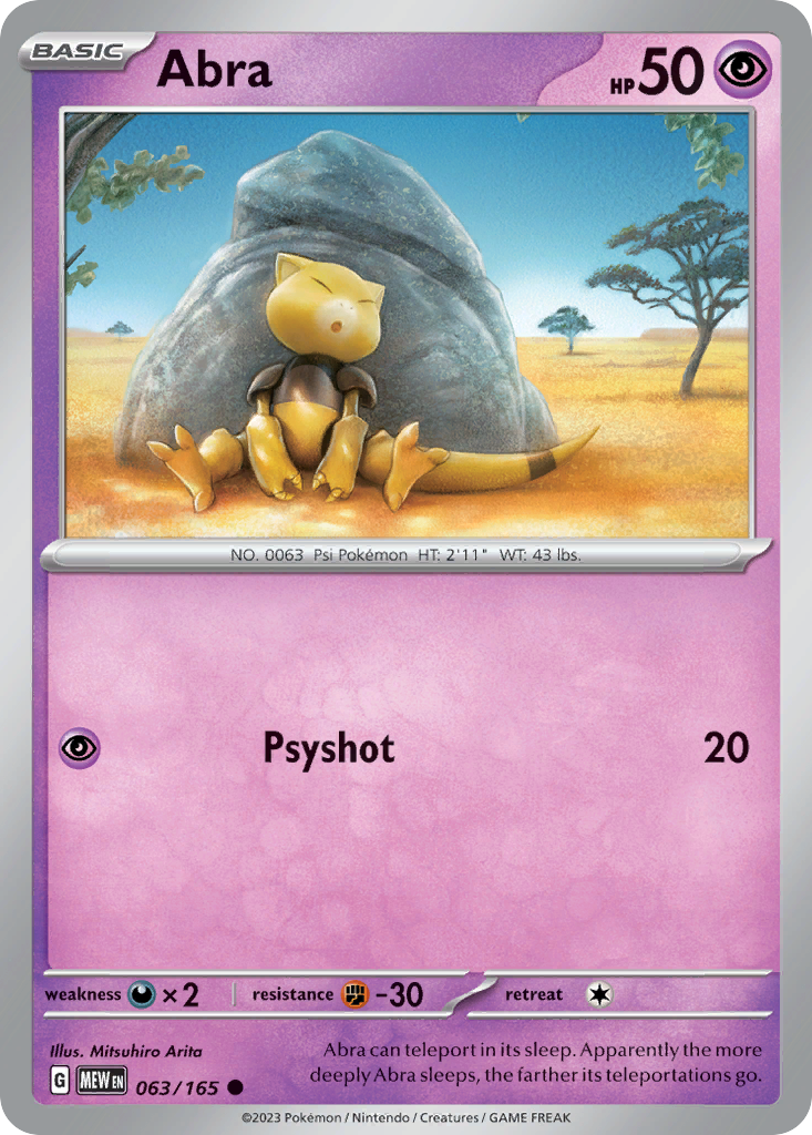 151 Set Non - Holo Abra #63/165