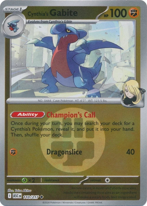 Ascended Heroes Cynthia’s Gabite #110/217 Reverse Holo
