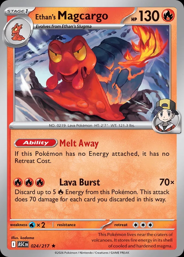 Ascended Heroes Holo Ethan’s Magcargo #024/217