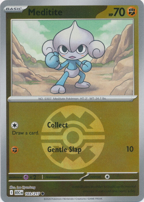 Ascended Heroes Meditite #103/217 Pokeball Reverse Holo