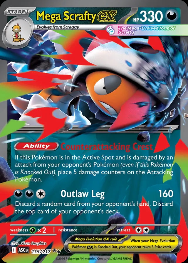 Ascended Heroes Mega Scrafty ex #135/217