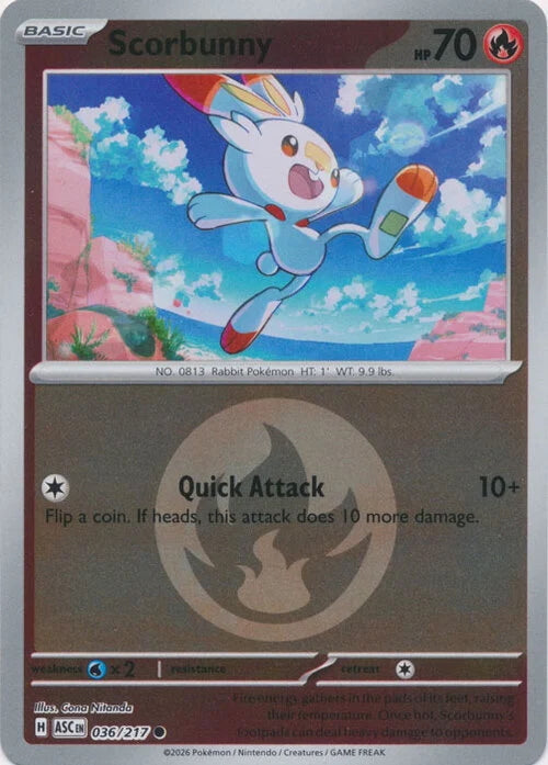 Ascended Heroes Scorbunny #036/217 Reverse Holo