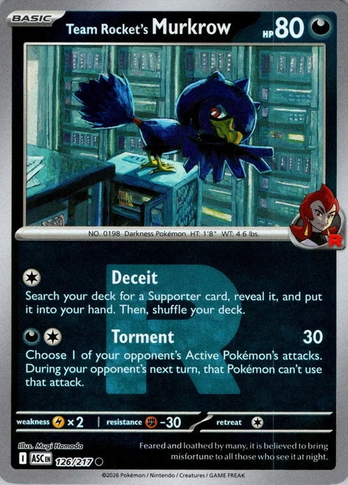 Ascended Heroes Team Rocket’s Murkrow #126/217 Rocket Reverse Holo