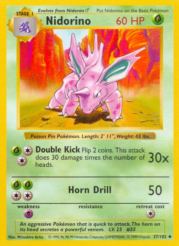 Base set Nidorino #37/102 shadowless