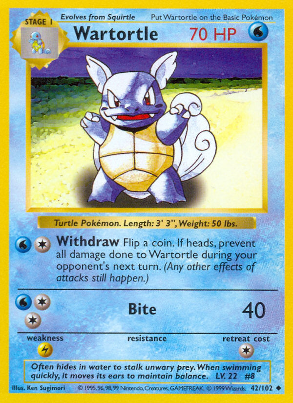 Base set Wartortle #42/102 shadowless
