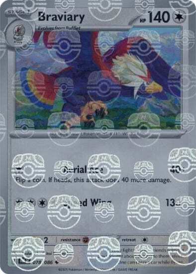 Black Bolt Braviary #78/86 Masterball Holo