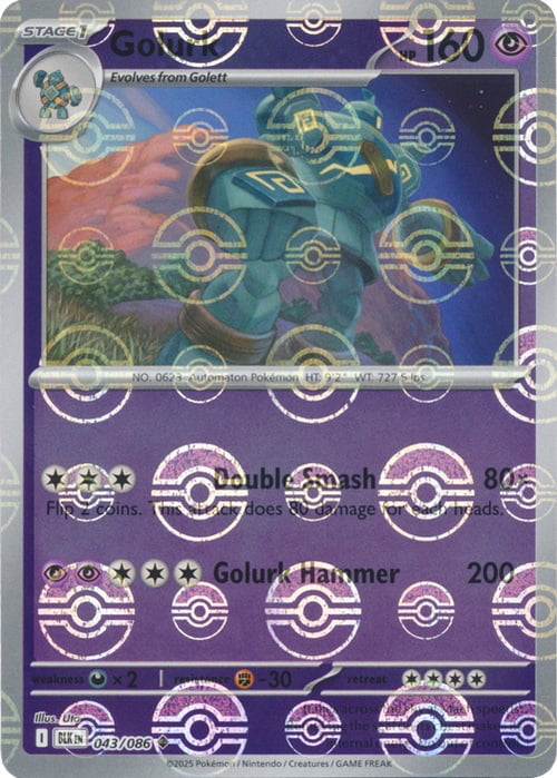 Black Bolt Golurk #43/86 Pokeball Holo