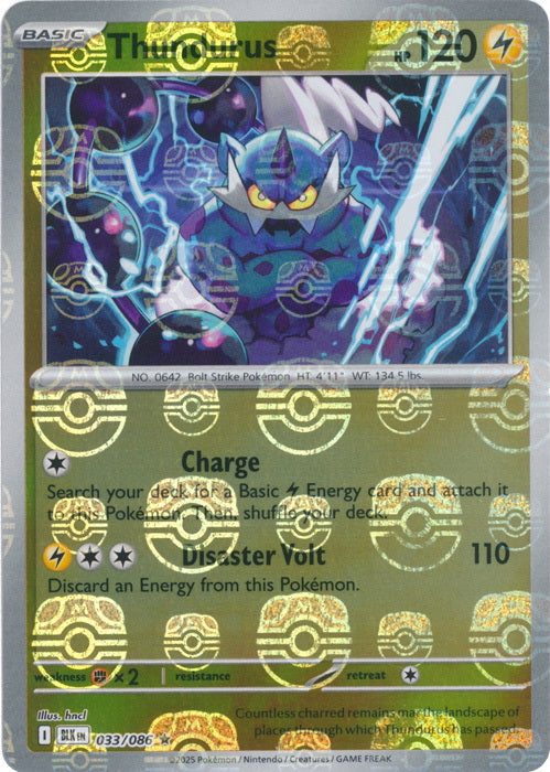 Black Bolt Thundurus #33/86 Masterball Holo