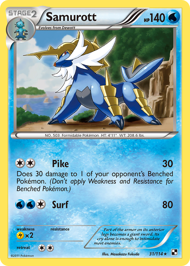 Black & White Non - Holo Samurott #31/114
