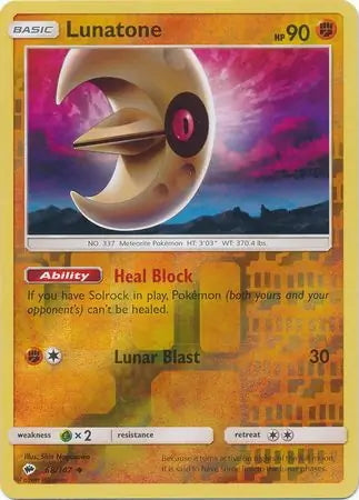 Burning Shadows Lunatone #68/147 reverse holo