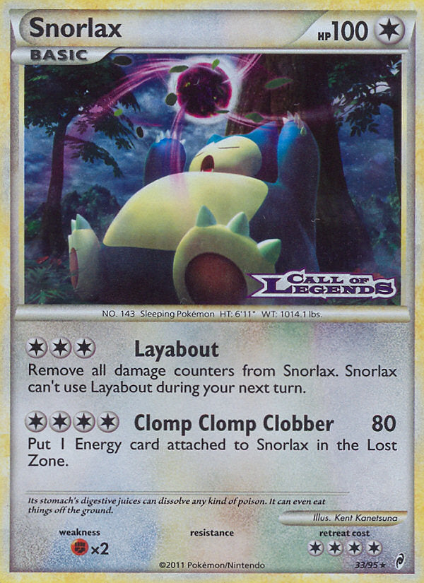 Call of Legends Holo Snorlax #33 Prerelease Promo