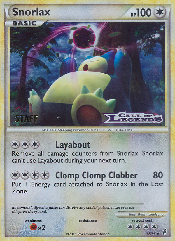 Call of Legends Holo Snorlax #33 Staff Promo