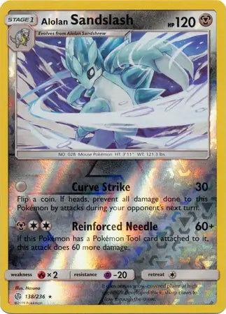 Cosmic Eclipse Alolan Sandslash #138/236 reverse holo