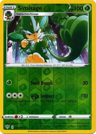 Darkness Ablaze Simisage #7/189 reverse holo