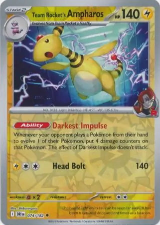 Destined Rivals Team Rocket's Ampharos #74/182 reverse holo