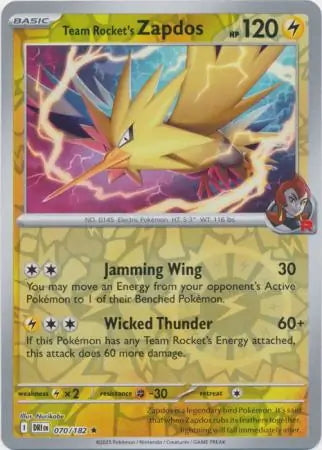 Destined Rivals Team Rocket's Zapdos #70/182 reverse holo