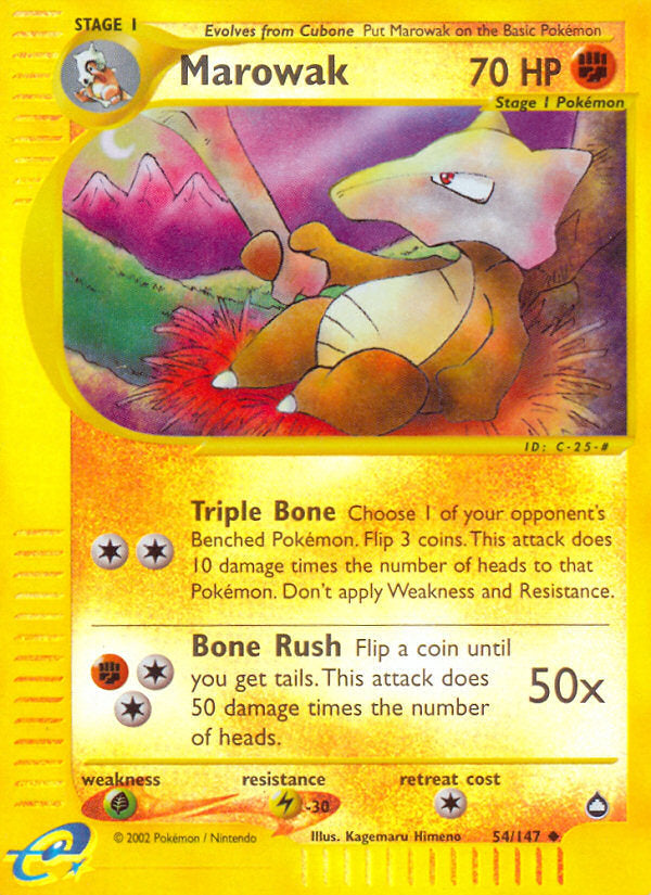 E-Series Aquapolis Marowak #54/147 reverse holo
