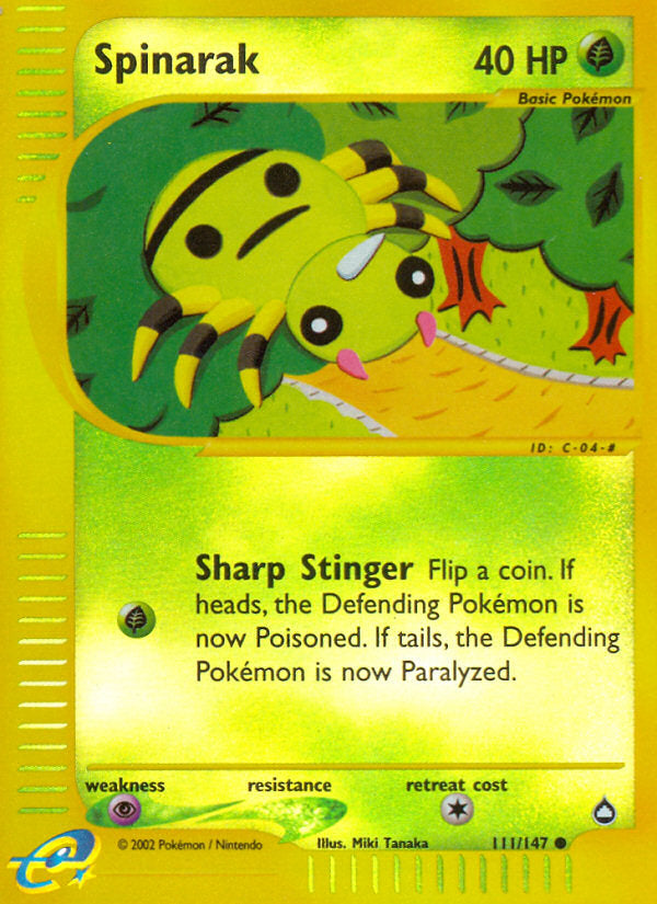 E-Series Aquapolis Spinarak #111/147 reverse holo