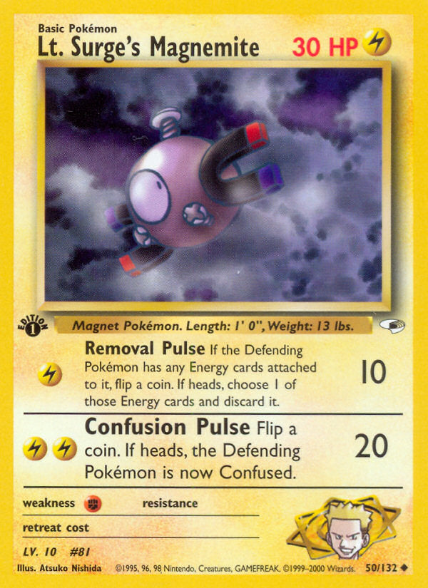 Gym Heroes Lt. Surge's Magnemite #50/132 first edition