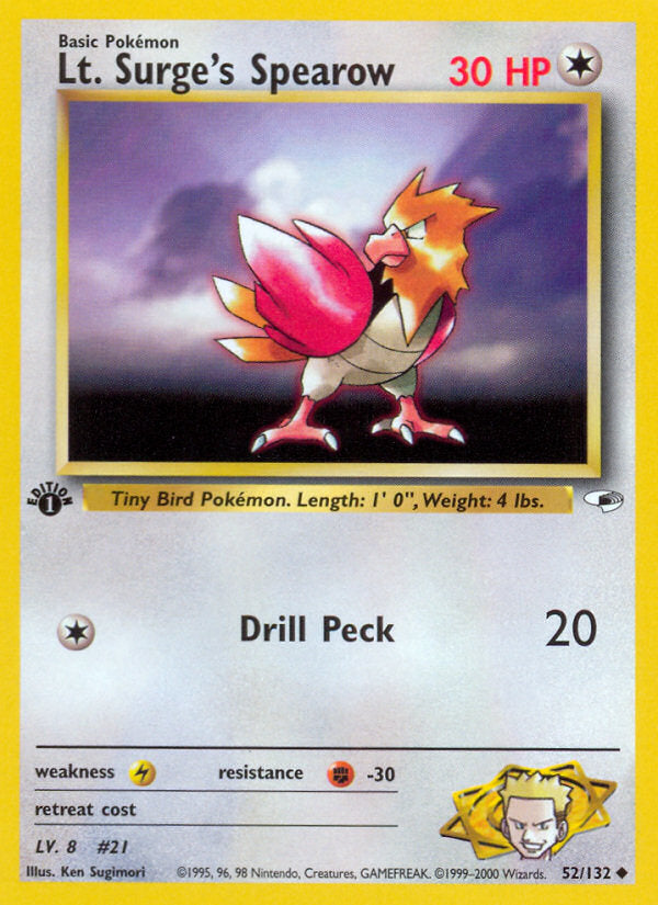 Gym Heroes Lt. Surge's Spearow #52/132 first edition