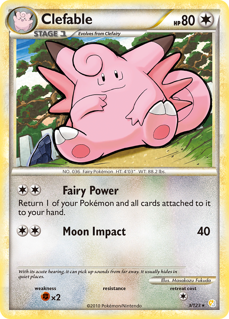 HeartGold SoulSilver Non - Holo Clefable #3/123