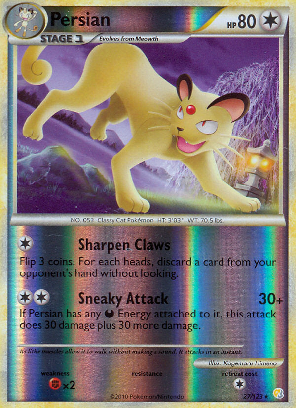 HeartGold SoulSilver Persian #27/123 reverse holo