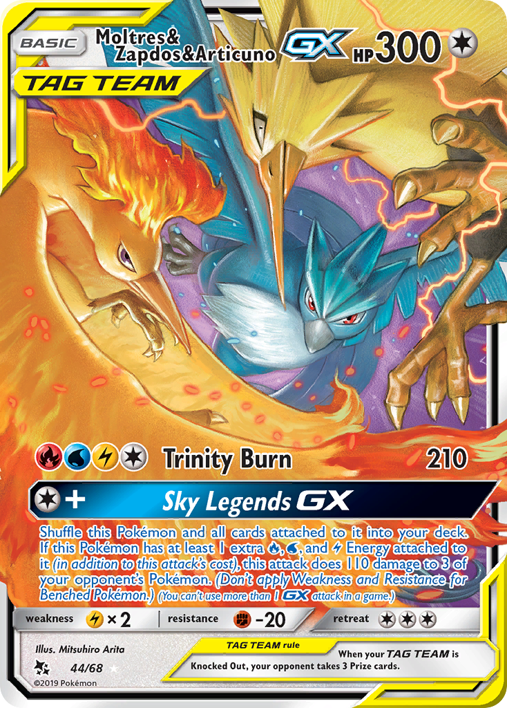 Hidden Fates Moltres & Zapdos & Articuno GX #44/68