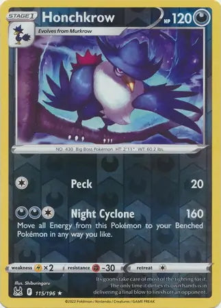Lost Origin Honchkrow #115/196 reverse holo