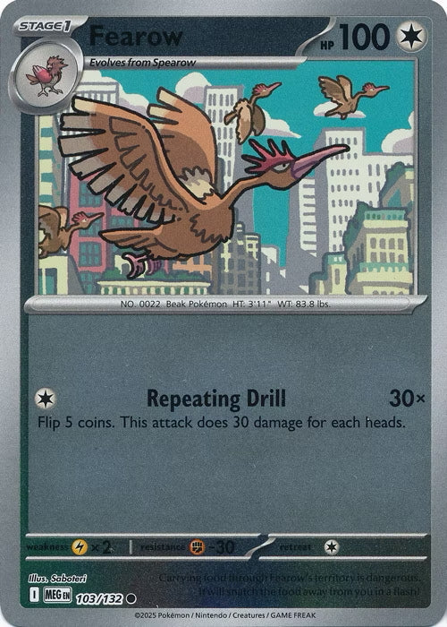 Mega Evolution Fearow #103/132 Reverse Holo