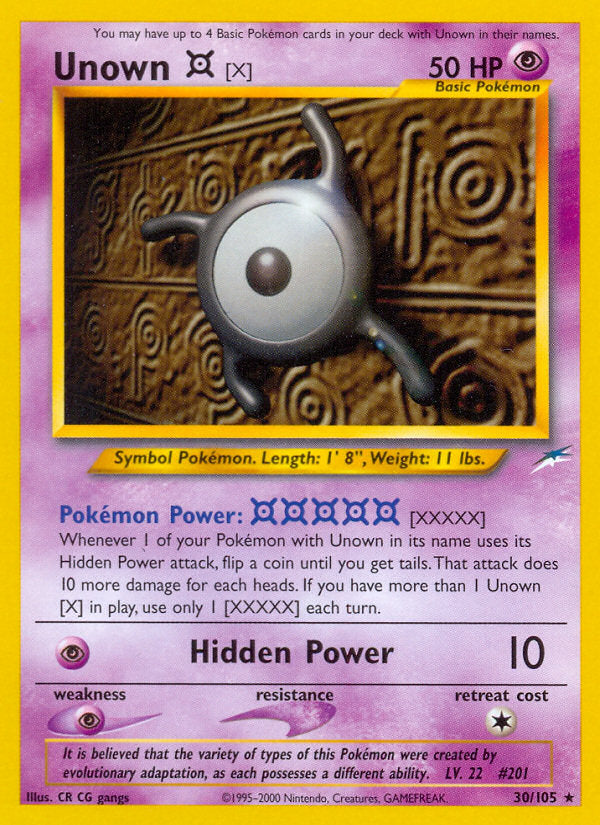 Neo Destiny Unown X #30/105 unlimited