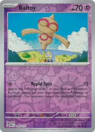 Obsidian Flames Baltoy #94/197 reverse holo