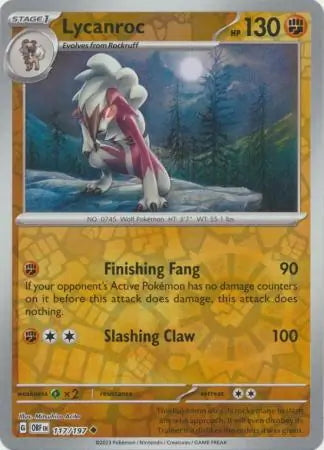 Obsidian Flames Lycanroc #117/197 reverse holo