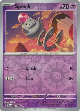 Obsidian Flames Spoink #90/197 reverse holo