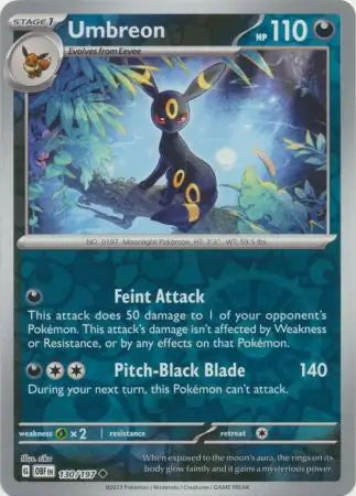 Obsidian Flames Umbreon #130/197 reverse holo