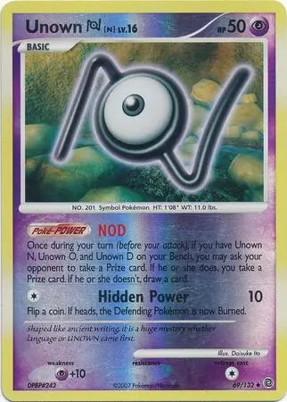 Secret Wonders Unown N #69/132 reverse holo