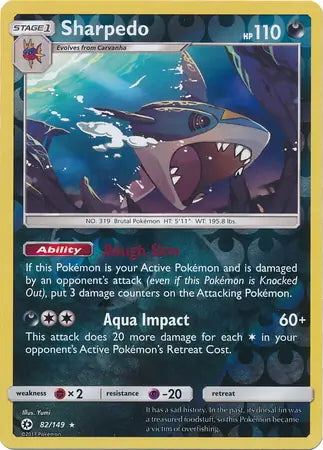 Sun & Moon Sharpedo #82/149 reverse holo