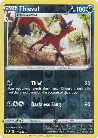 Sword & Shield Thievul #126/202 reverse holo