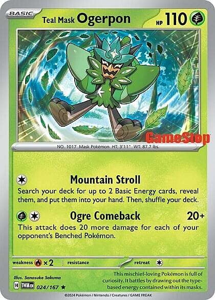 Twilight Masquerade Holo Teal Mask Ogerpon #24 GameStop