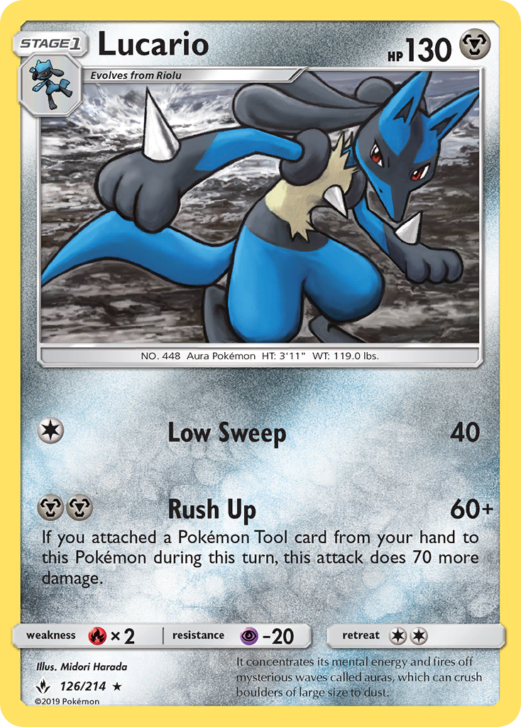 Unbroken Bonds Non - Holo Lucario #126/214
