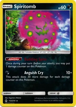 Unbroken Bonds Spiritomb #112/214 reverse holo
