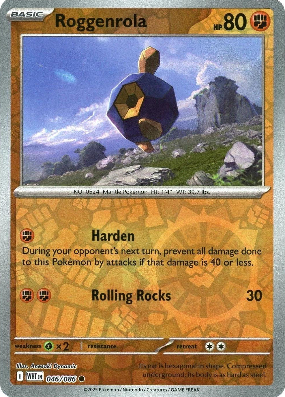 White Flare Roggenrola #46/86 Reverse Holo