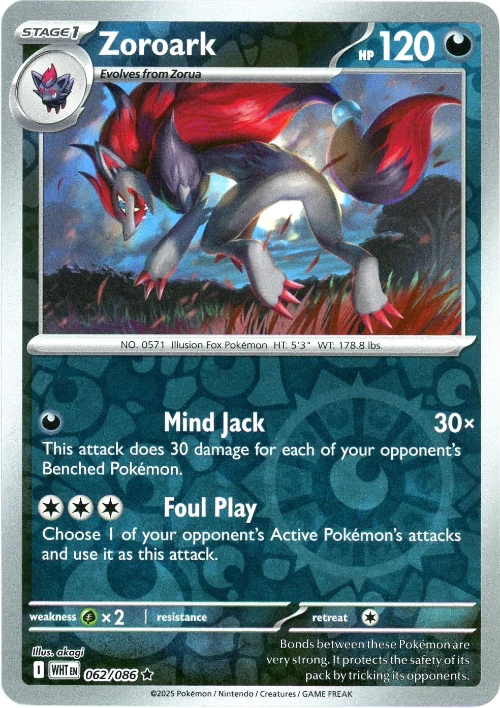 White Flare Zoroark #62/86 Reverse Holo
