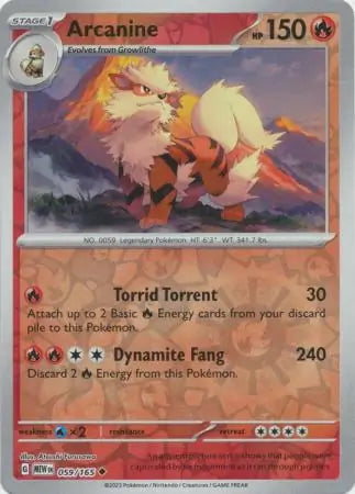 151 Set Arcanine #59/165 reverse holo