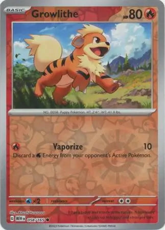 151 Set Growlithe #58/165 reverse holo