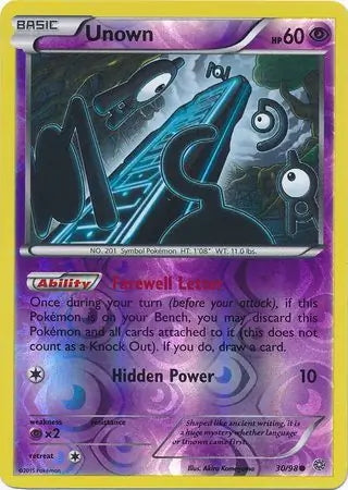 Ancient Origins Unown #30/98 reverse holo