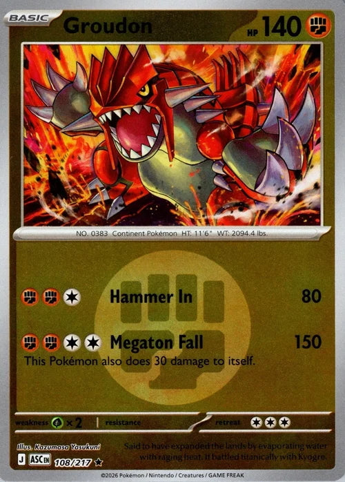 Ascended Heroes Groudon #108/217 Reverse Holo