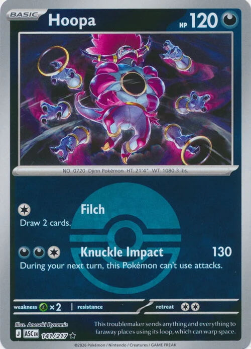 Ascended Heroes Hoopa #141/217 Pokeball Reverse Holo