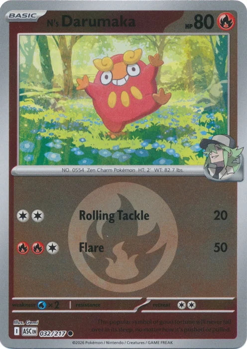 Ascended Heroes N’s Darumaka #032/217 Reverse Holo